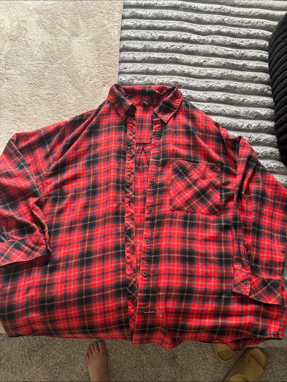 wild fable Red and Black Plaid Button-Up Shirt